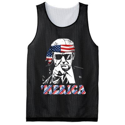 Merica Trump 4th Of July American Flag Festive Mesh Reversible Basketball Jersey Tank