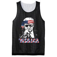 Merica Trump 4th Of July American Flag Festive Mesh Reversible Basketball Jersey Tank