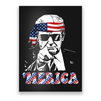 Merica Trump 4th Of July American Flag Festive Poster