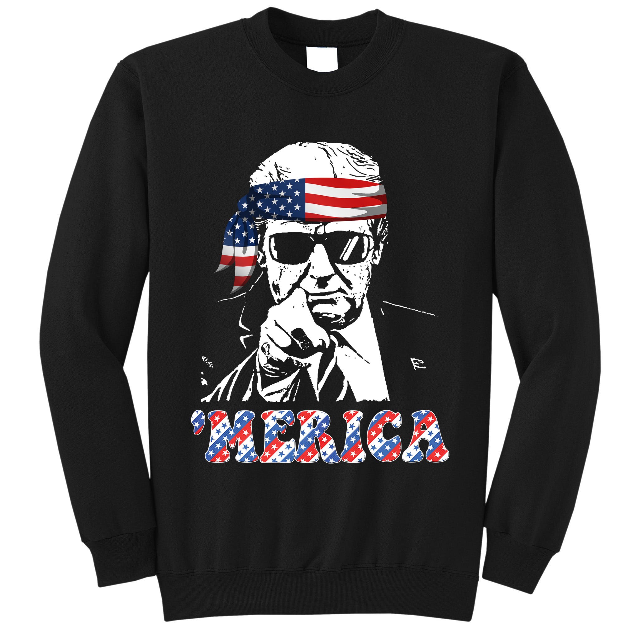 Merica Trump 4th Of July American Flag Festive Tall Sweatshirt