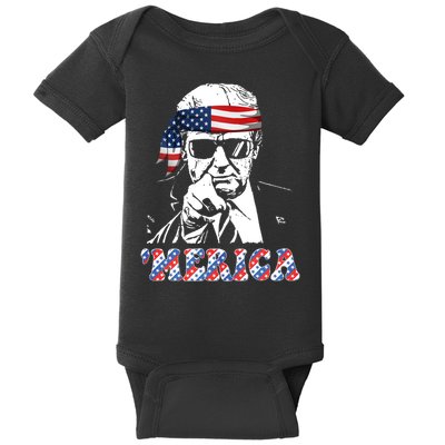 Merica Trump 4th Of July American Flag Festive Baby Bodysuit