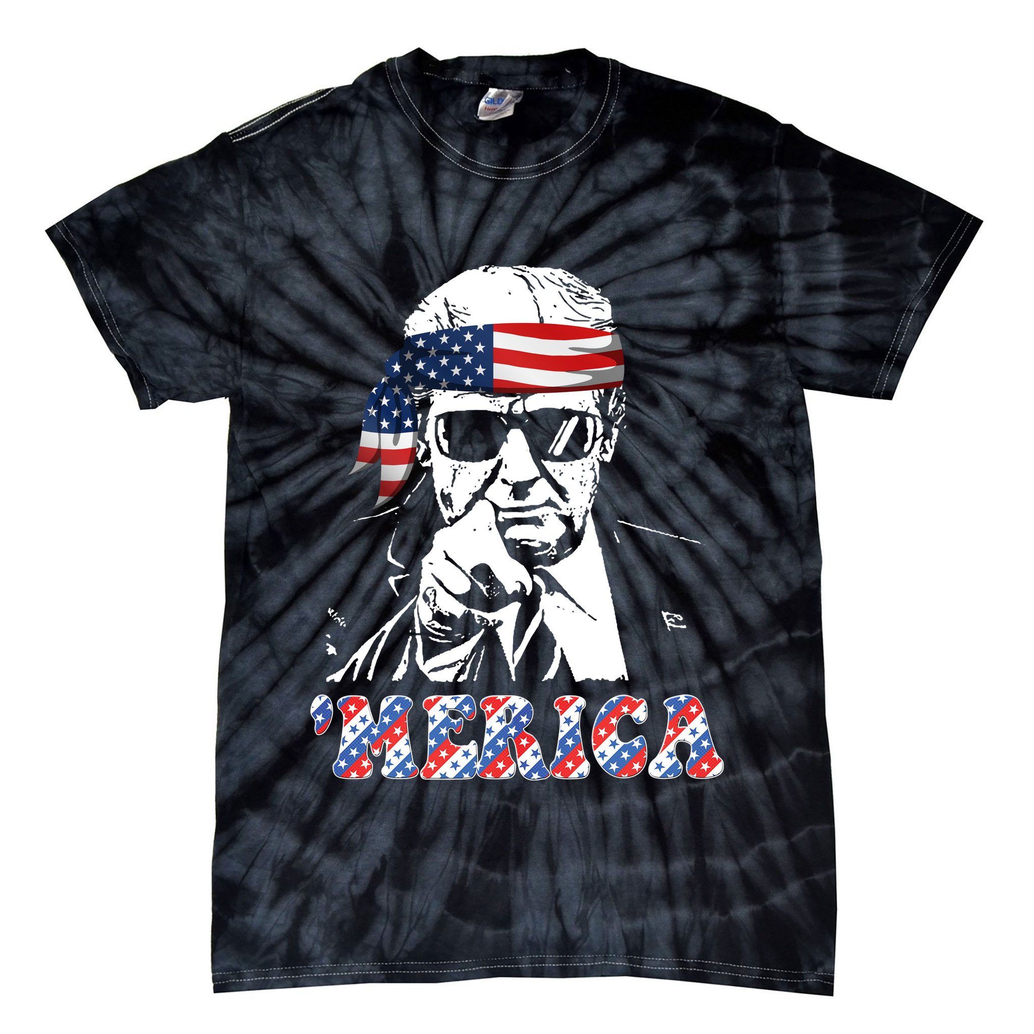 Merica Trump 4th Of July American Flag Festive Tie-Dye T-Shirt
