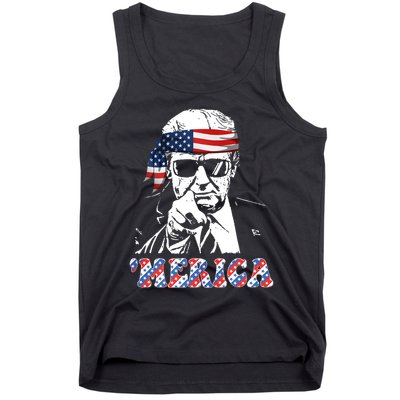 Merica Trump 4th Of July American Flag Festive Tank Top