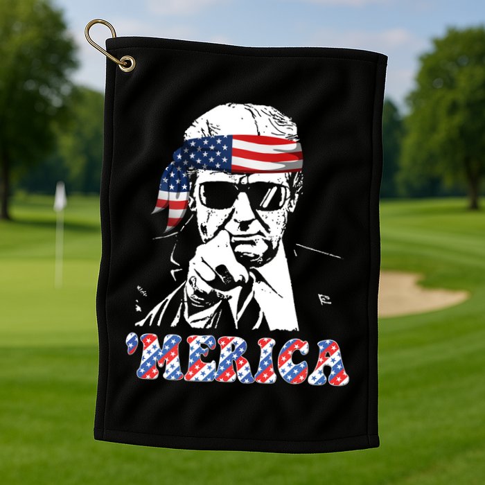 Merica Trump 4th Of July American Flag Festive Golf Towel