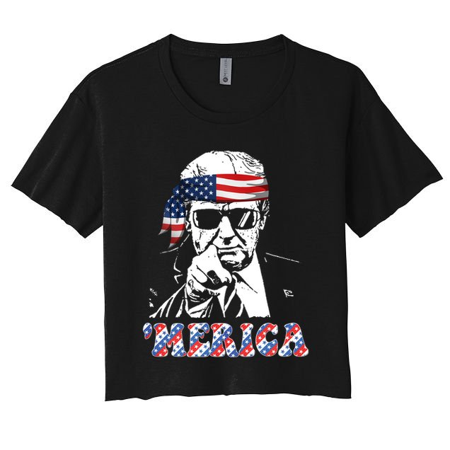 Merica Trump 4th Of July American Flag Festive Crop Top