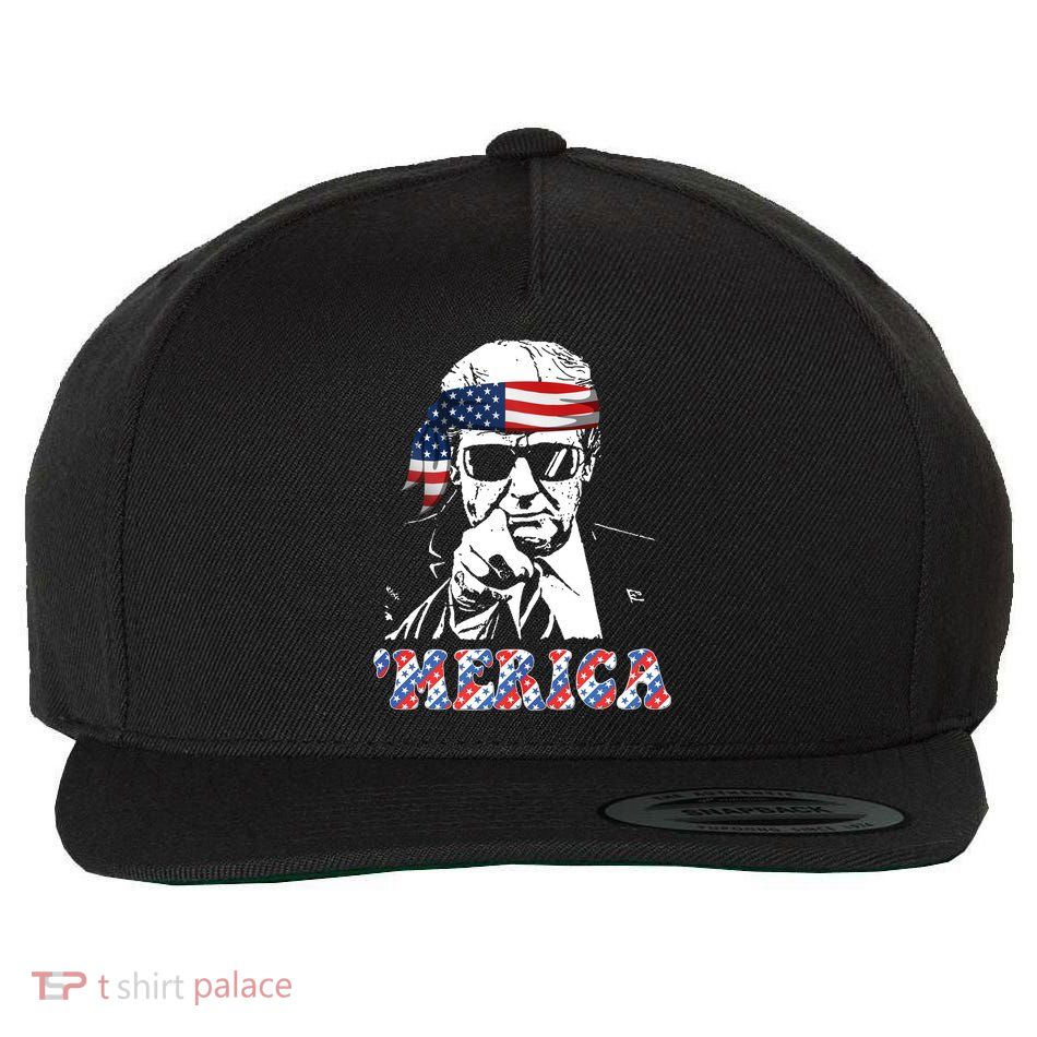 Merica Trump 4th Of July American Flag Festive Wool Snapback Cap
