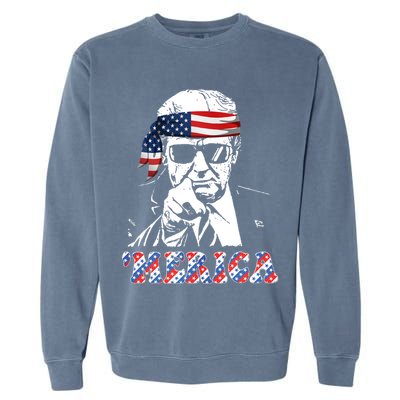 Merica Trump 4th Of July American Flag Festive Garment-Dyed Sweatshirt