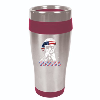 Merica Trump 4th Of July American Flag Festive 16oz Travel Tumbler