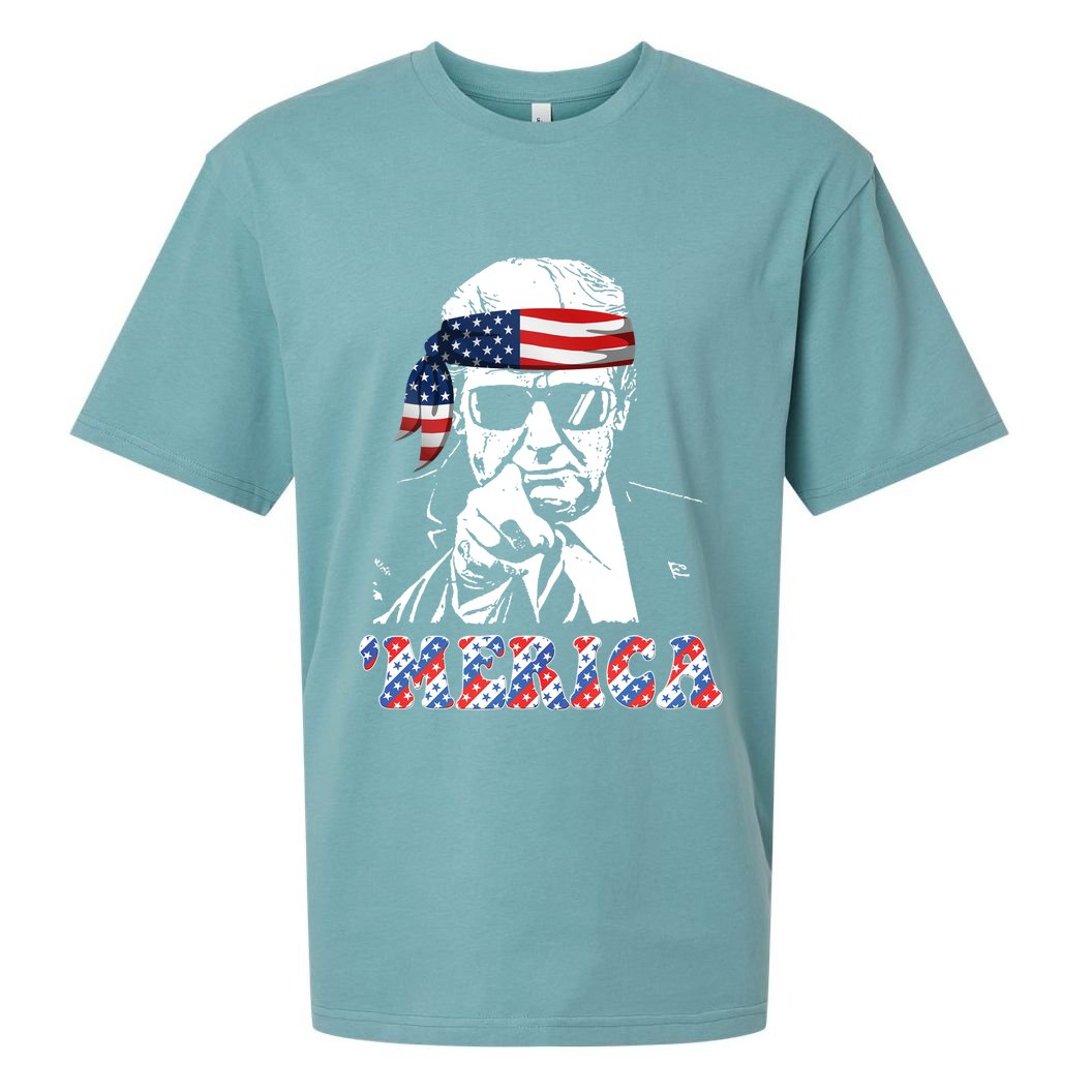 Merica Trump 4th Of July American Flag Festive Sueded Cloud Jersey T-Shirt