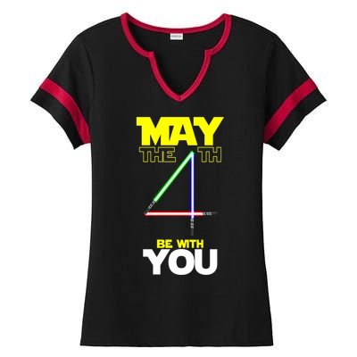 May The 4th Be With You Lightsaber Ladies Halftime Notch Neck Tee