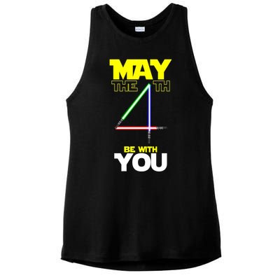 May The 4th Be With You Lightsaber Ladies PosiCharge Tri-Blend Wicking Tank