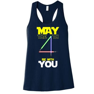 May The 4th Be With You Lightsaber Women's Racerback Tank