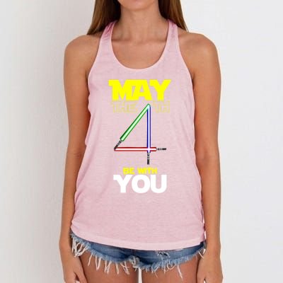 May The 4th Be With You Lightsaber Women's Knotted Racerback Tank