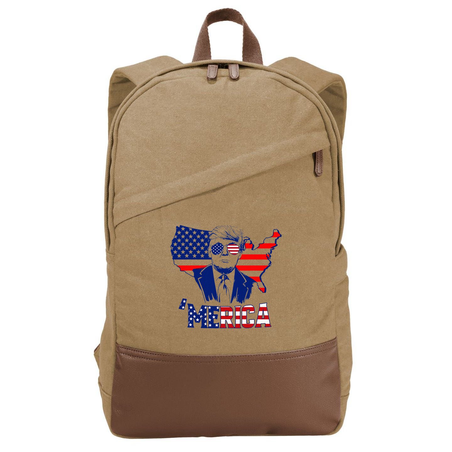 Merica Trump 4th Of July Trump American Flag Cotton Canvas Backpack