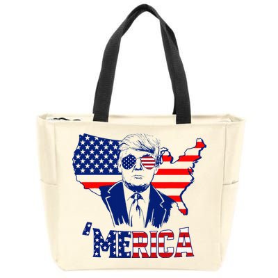 Merica Trump 4th Of July Trump American Flag Zip Tote Bag