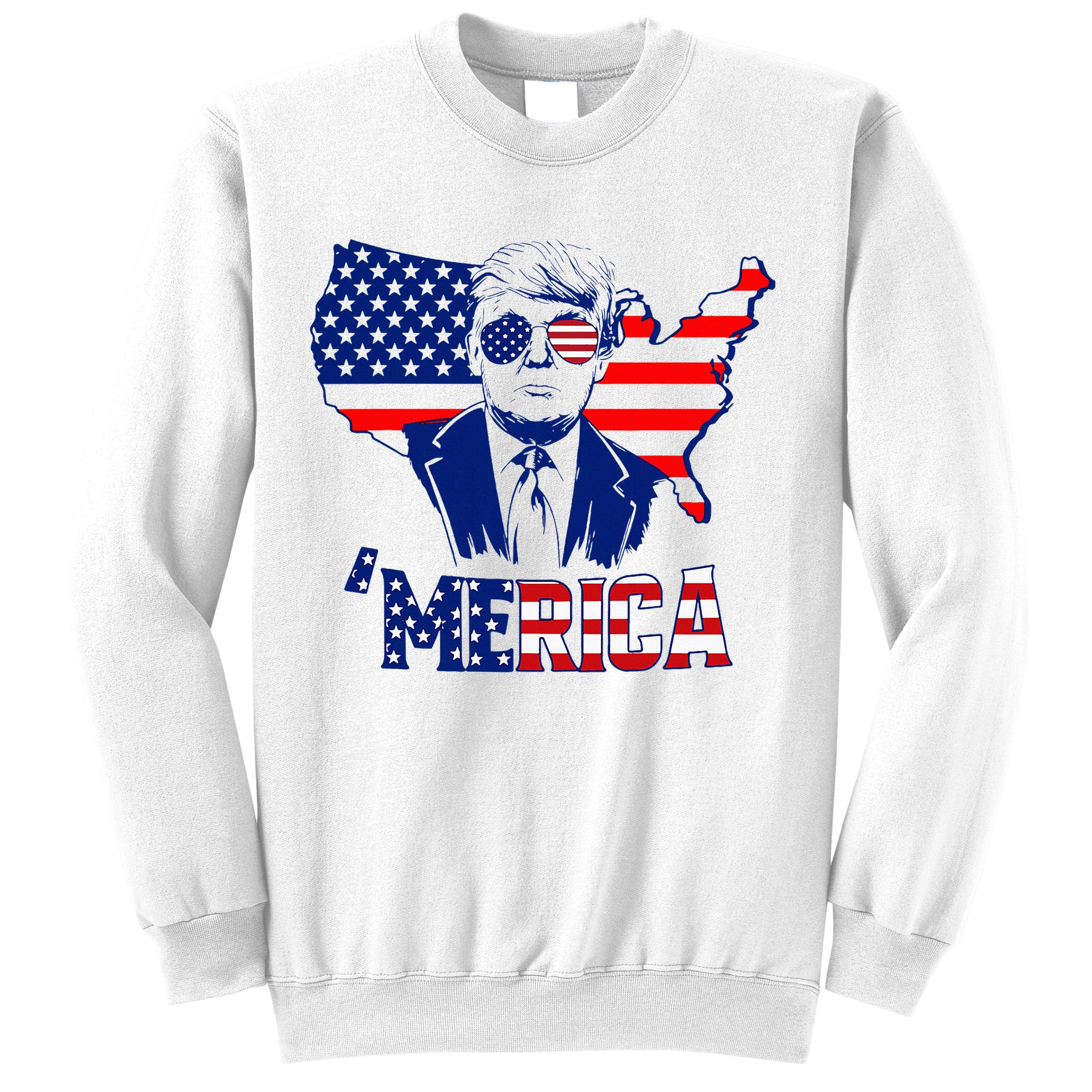 Merica Trump 4th Of July Trump American Flag Sweatshirt