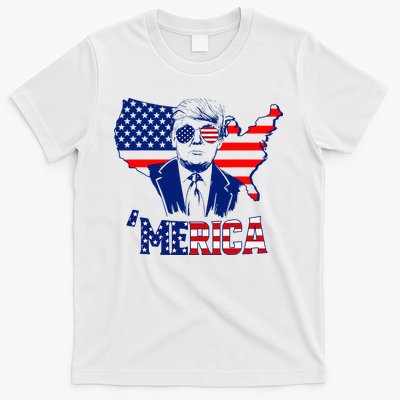 Merica Trump 4th Of July Trump American Flag T-Shirt