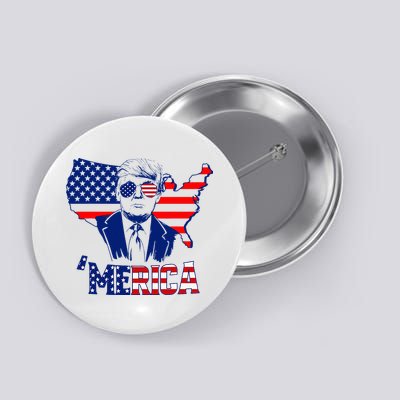 Merica Trump 4th Of July Trump American Flag Button