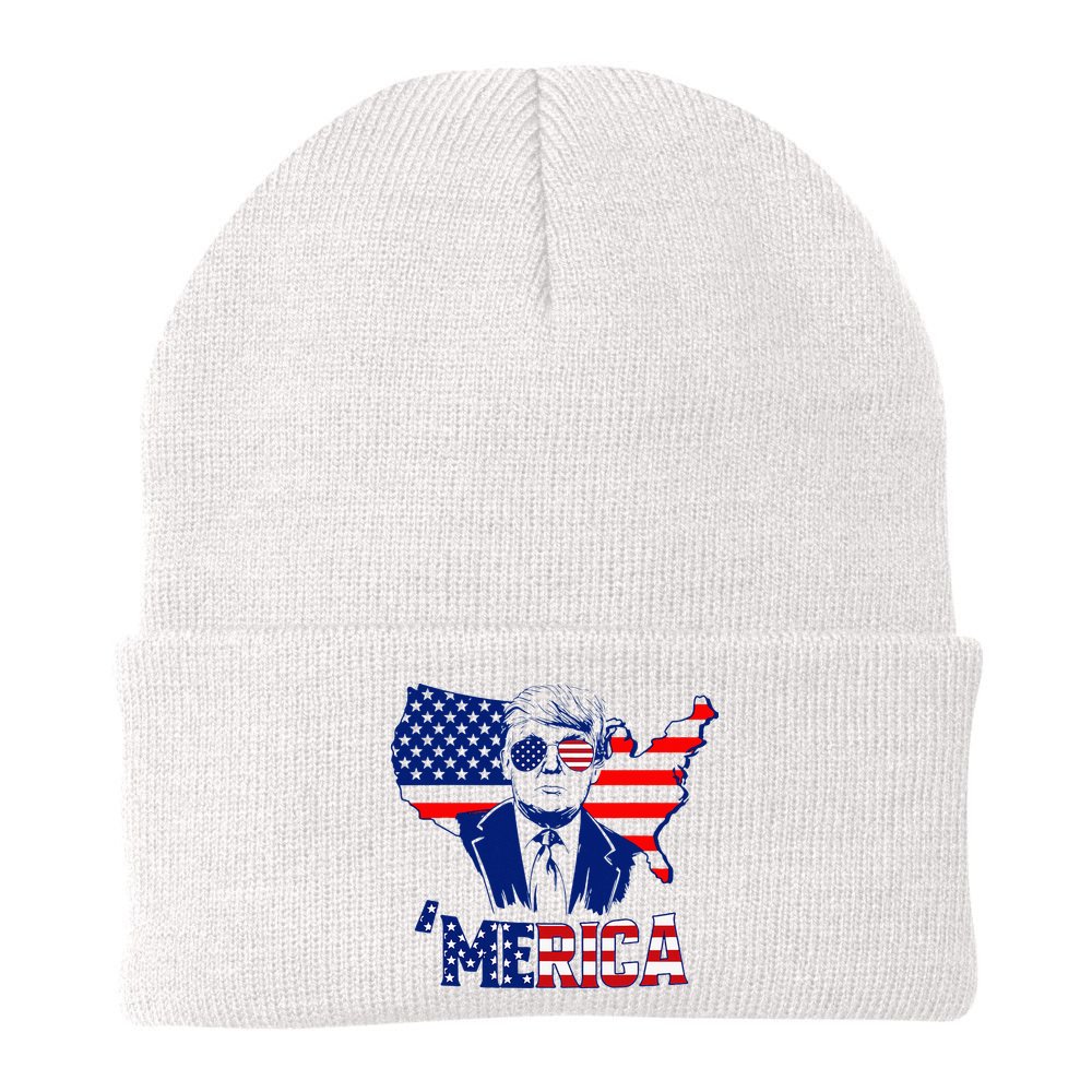 Merica Trump 4th Of July Trump American Flag Beanie