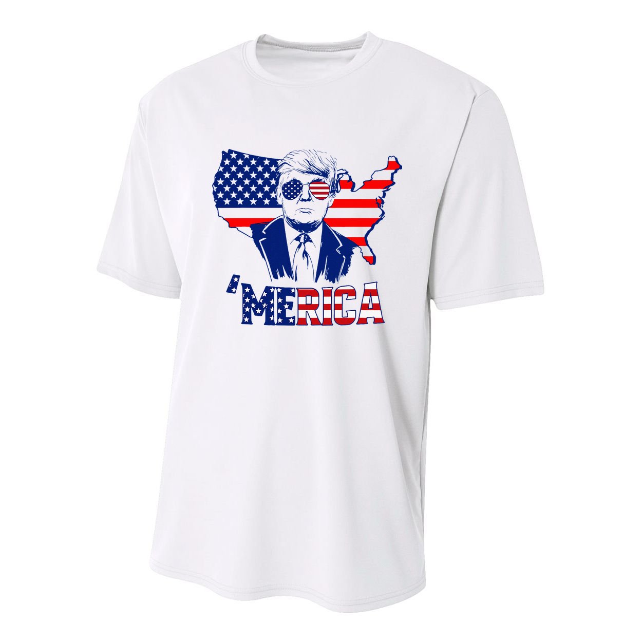 Merica Trump 4th Of July Trump American Flag Youth Performance Sprint T-Shirt