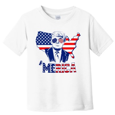 Merica Trump 4th Of July Trump American Flag Toddler T-Shirt