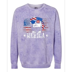 Merica Trump 4th Of July Us American Flag Colorblast Crewneck Sweatshirt