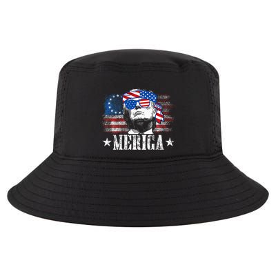 Merica Trump 4th Of July Us American Flag Cool Comfort Performance Bucket Hat