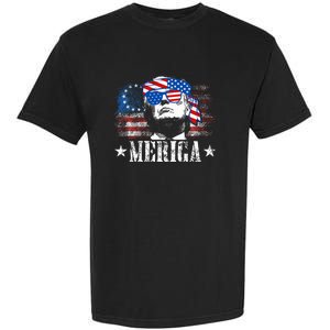 Merica Trump 4th Of July Us American Flag Garment-Dyed Heavyweight T-Shirt