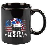 Merica Trump 4th Of July Us American Flag 11oz C Handle Ceramic Mug