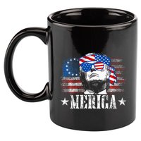 Merica Trump 4th Of July Us American Flag 11oz C Handle Ceramic Mug