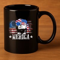Merica Trump 4th Of July Us American Flag 11oz C Handle Ceramic Mug