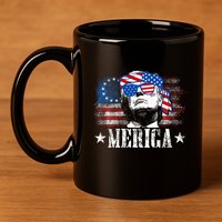 Merica Trump 4th Of July Us American Flag 11oz C Handle Ceramic Mug