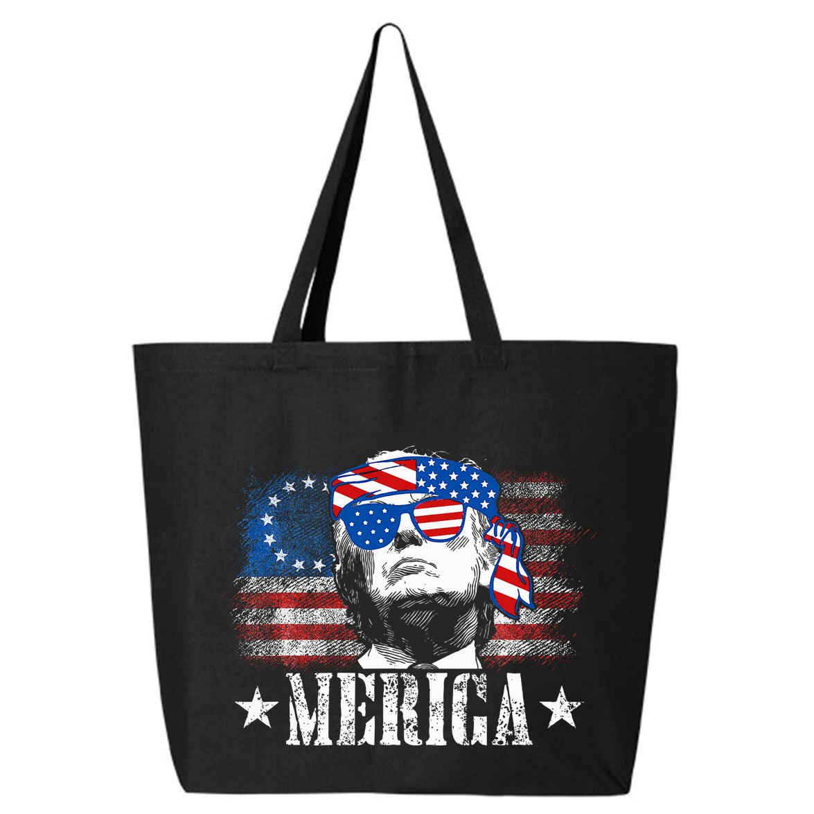 Merica Trump 4th Of July Us American Flag 25L Jumbo Tote