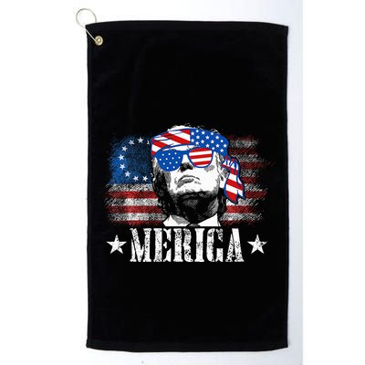 Merica Trump 4th Of July Us American Flag Golf Towel