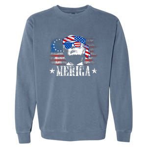 Merica Trump 4th Of July Us American Flag Garment-Dyed Sweatshirt