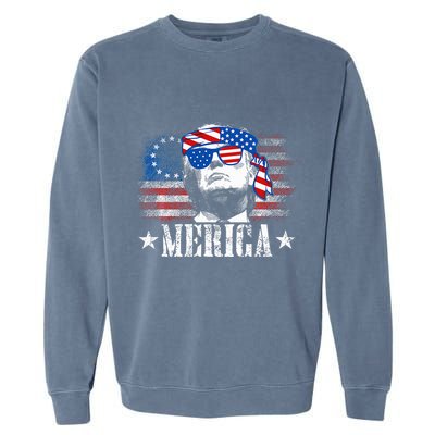 Merica Trump 4th Of July Us American Flag Garment-Dyed Sweatshirt