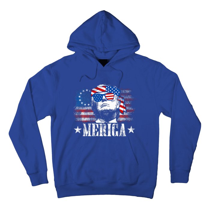 Merica Trump 4th Of July Us American Flag Hoodie