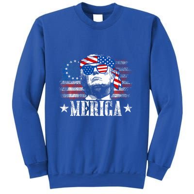 Merica Trump 4th Of July Us American Flag Sweatshirt