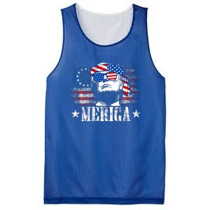 Merica Trump 4th Of July Us American Flag Mesh Reversible Basketball Jersey Tank