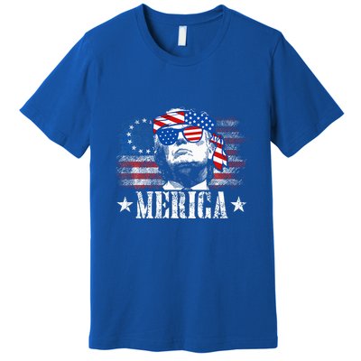 Merica Trump 4th Of July Us American Flag Premium T-Shirt