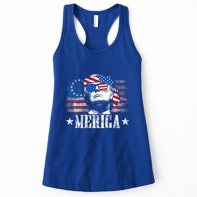 Merica Trump 4th Of July Us American Flag Womens Tank Top