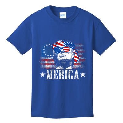 Merica Trump 4th Of July Us American Flag Kids T-Shirt