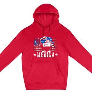 Merica Trump 4th Of July Us American Flag Premium Pullover Hoodie