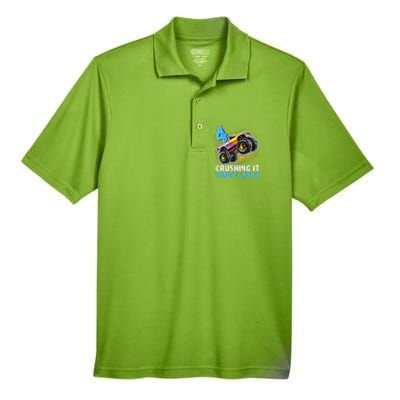 Monster Truck 4 Year Old Boy 4th Birthday Party Born 2020 Men's Origin Performance Piqué Polo