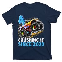 Monster Truck 4 Year Old Boy 4th Birthday Party Born 2020 T-Shirt