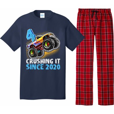 Monster Truck 4 Year Old Boy 4th Birthday Party Born 2020 Pajama Set