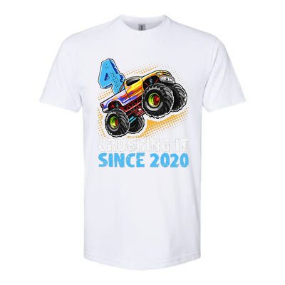 Monster Truck 4 Year Old Boy 4th Birthday Party Born 2020 Softstyle® CVC T-Shirt