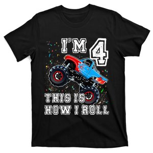 Monster Trucks 4th Birthday Party 4 Years Old Birthday T-Shirt