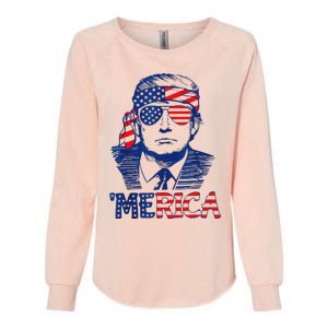 Merica Trump 4th Of July Fun American Flag Design Womens California Wash Sweatshirt