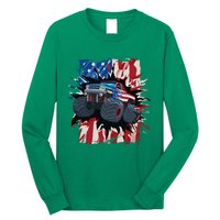 Monster Truck 4th Of July American Flag Usa Long Sleeve Shirt